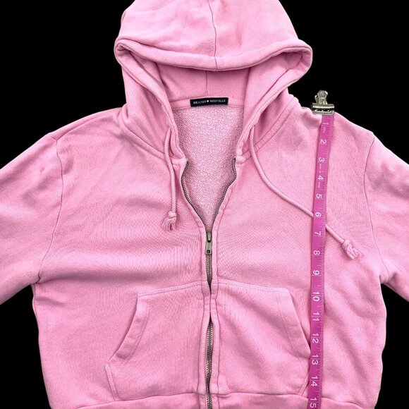 Brandy Melville Pink Cropped Zip Up Hoodie - Picture 5 of 6